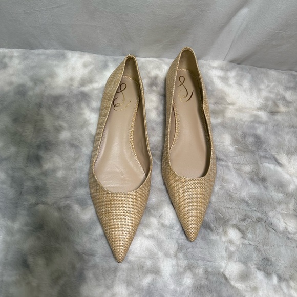 New Sam Edelman Wanda Pointed Toe Flats Beige Nude Rattan Size 10 - Picture 4 of 8